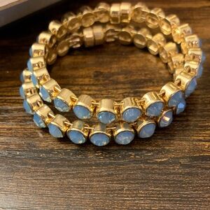 Plunder Gold-Tone Stretch Bracelet with Pale Blue Stones